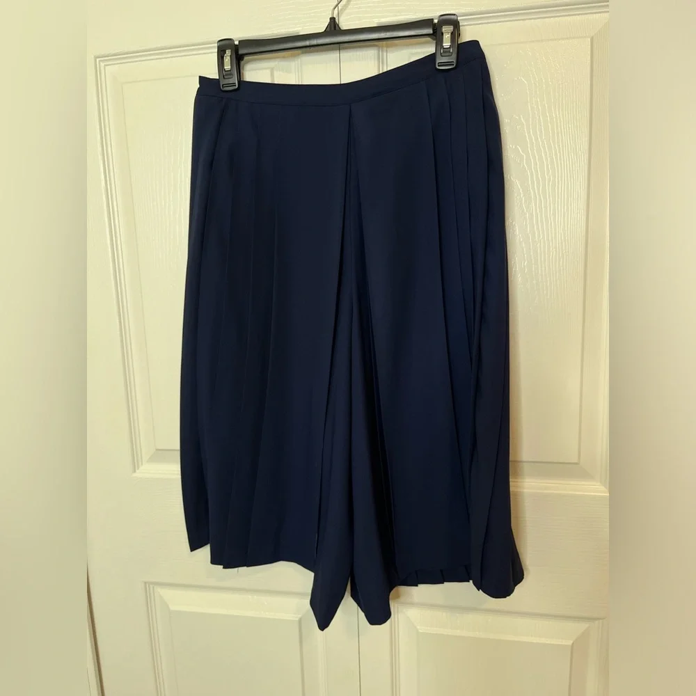 Tory Burch‎ Faye Pleated Culottes Tory Navy Blue Knee Length Size 6 Retails $298